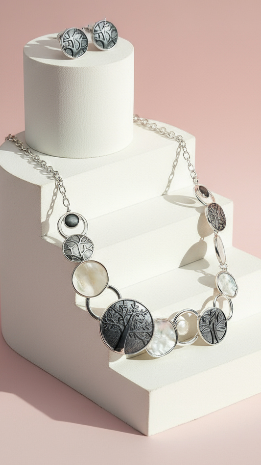 Abstract Tree Of Life Necklace & Earrings Set