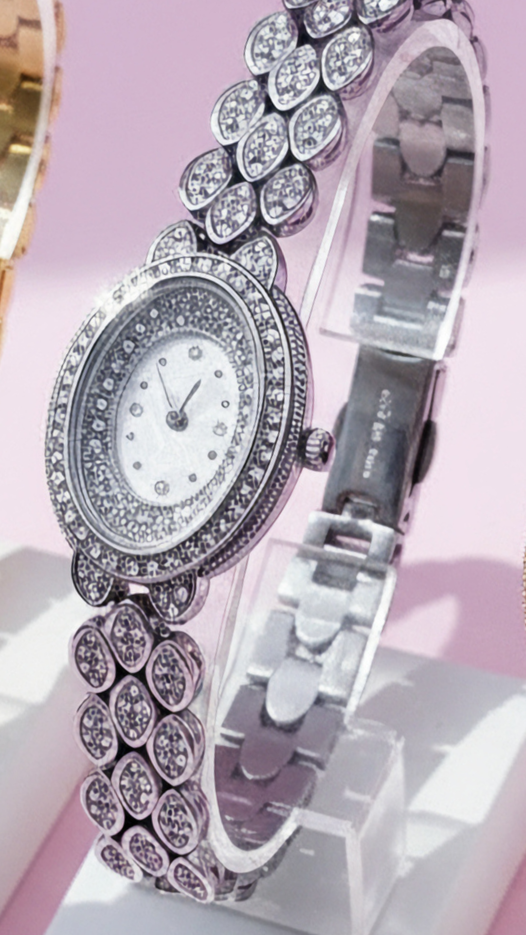 Oval Face Crystal Bezel Watch