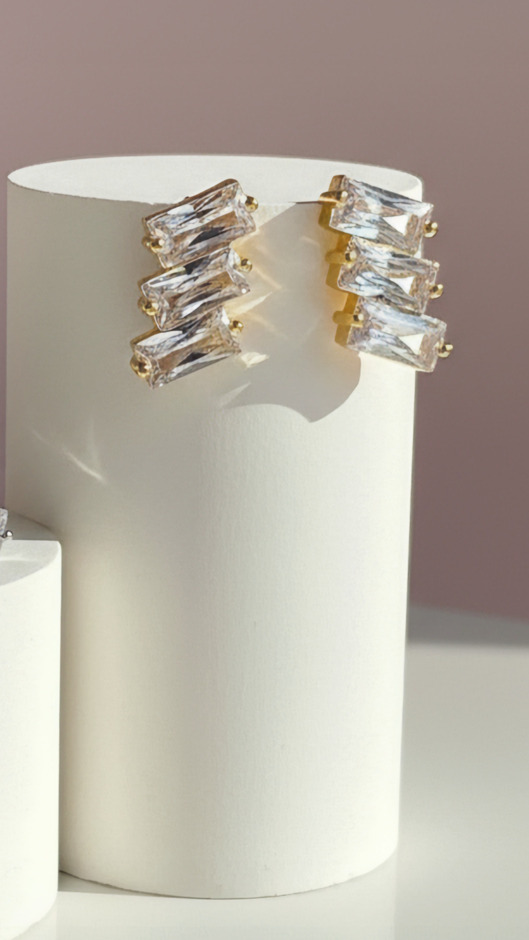 Baguette Cut Crystal Stud Earrings