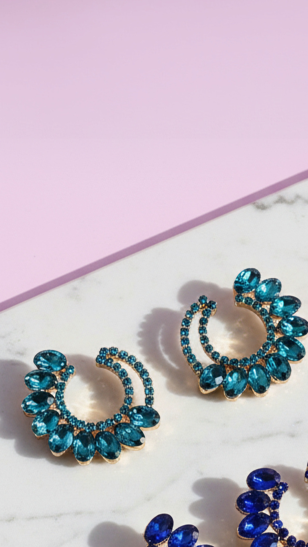 Curved Crystal Stud Earrings