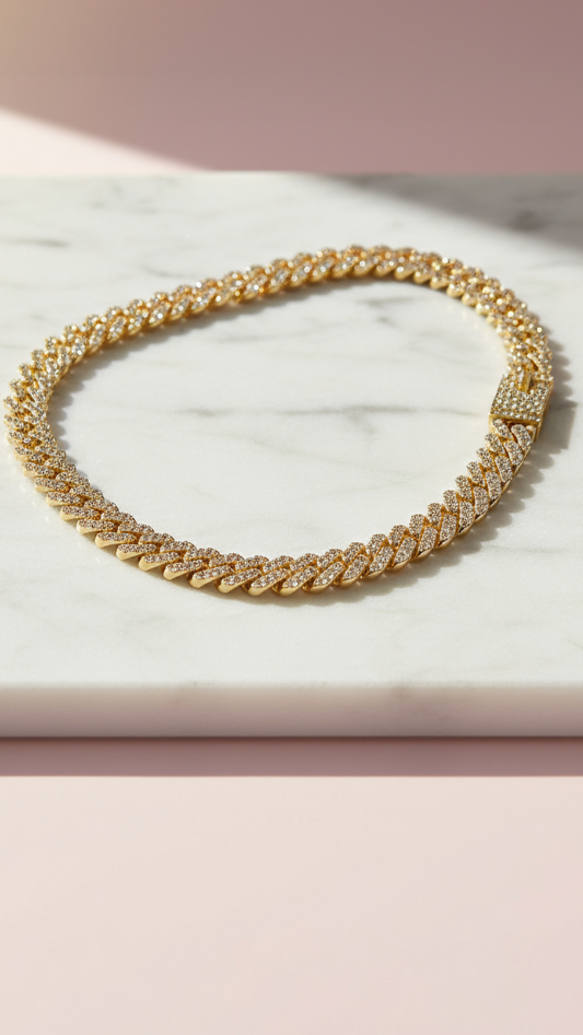 Crystal Stainless Steel Link Necklace Chain