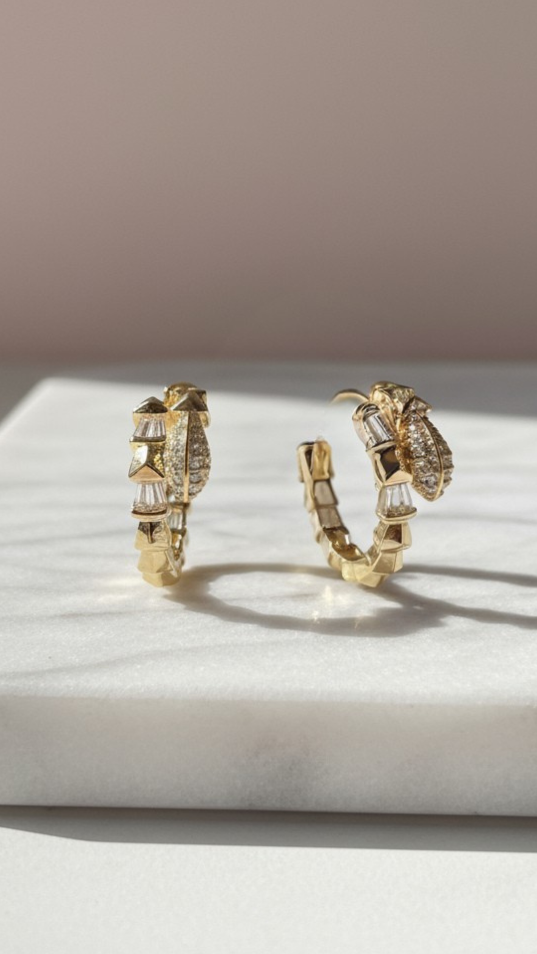 Serpent Crystal Huggie Snake Earrings