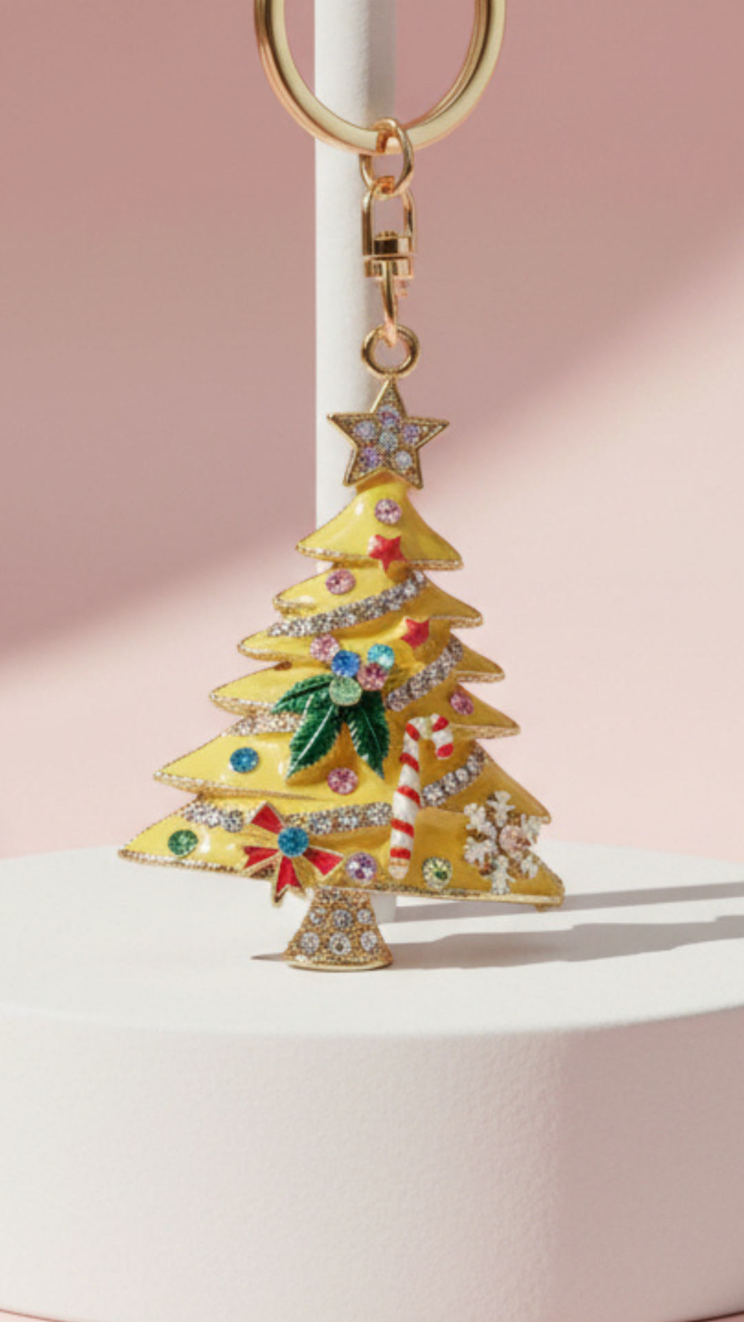 Candy Cane Christmas Tree Festive Key Ring & Bag Charm