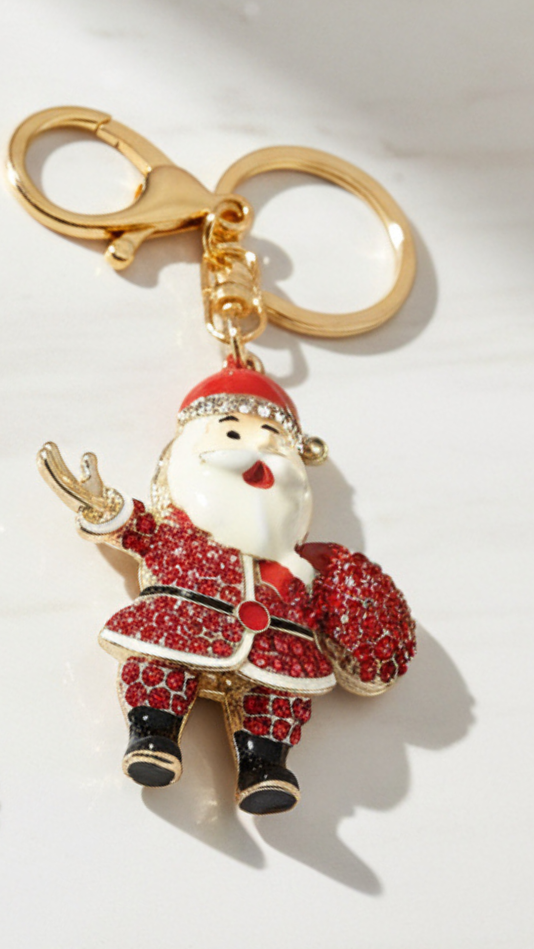 Santa With Sack Crystal Keyring & Bag Charm
