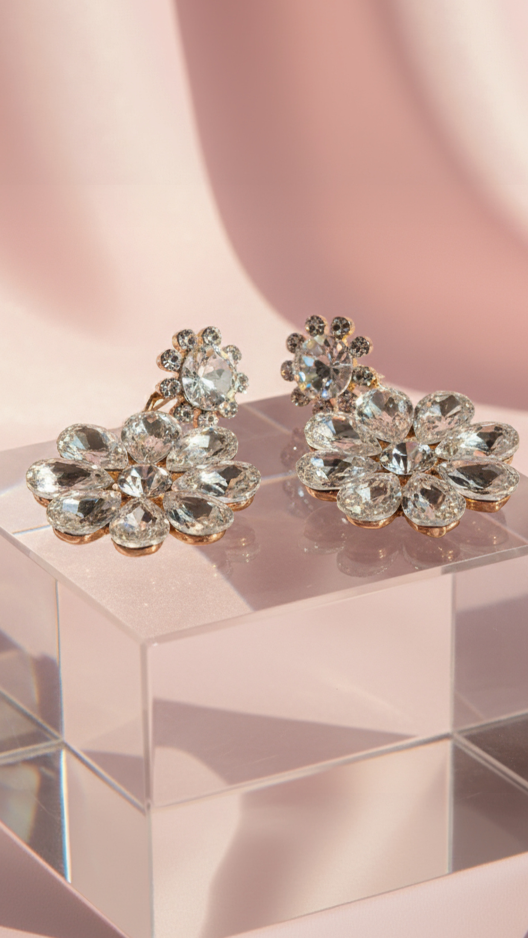 Layered Flower Crystal Drop & Dangle Earrings