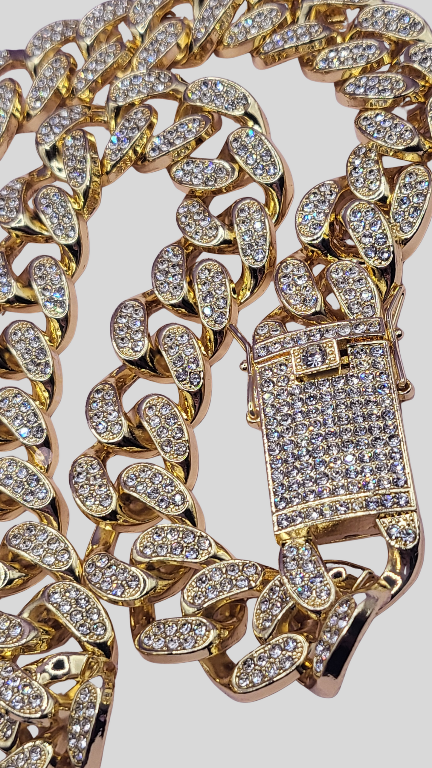 Iced Out Cuban Chain Necklace Stainless Steel