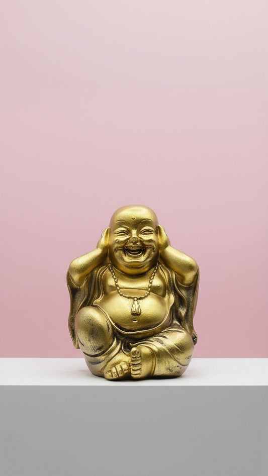 Golden Hear No Evil Buddha Figurine