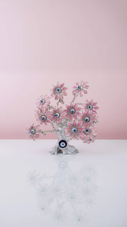 Silver Flower Evil Eye Tree Gift Boxed