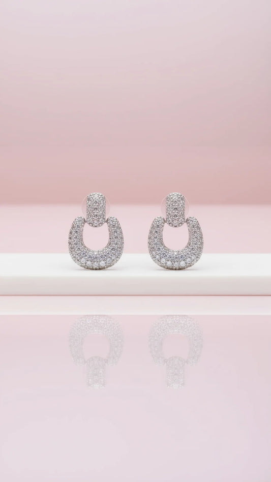 U Shaped Crystal Drop & Dangle Earrings