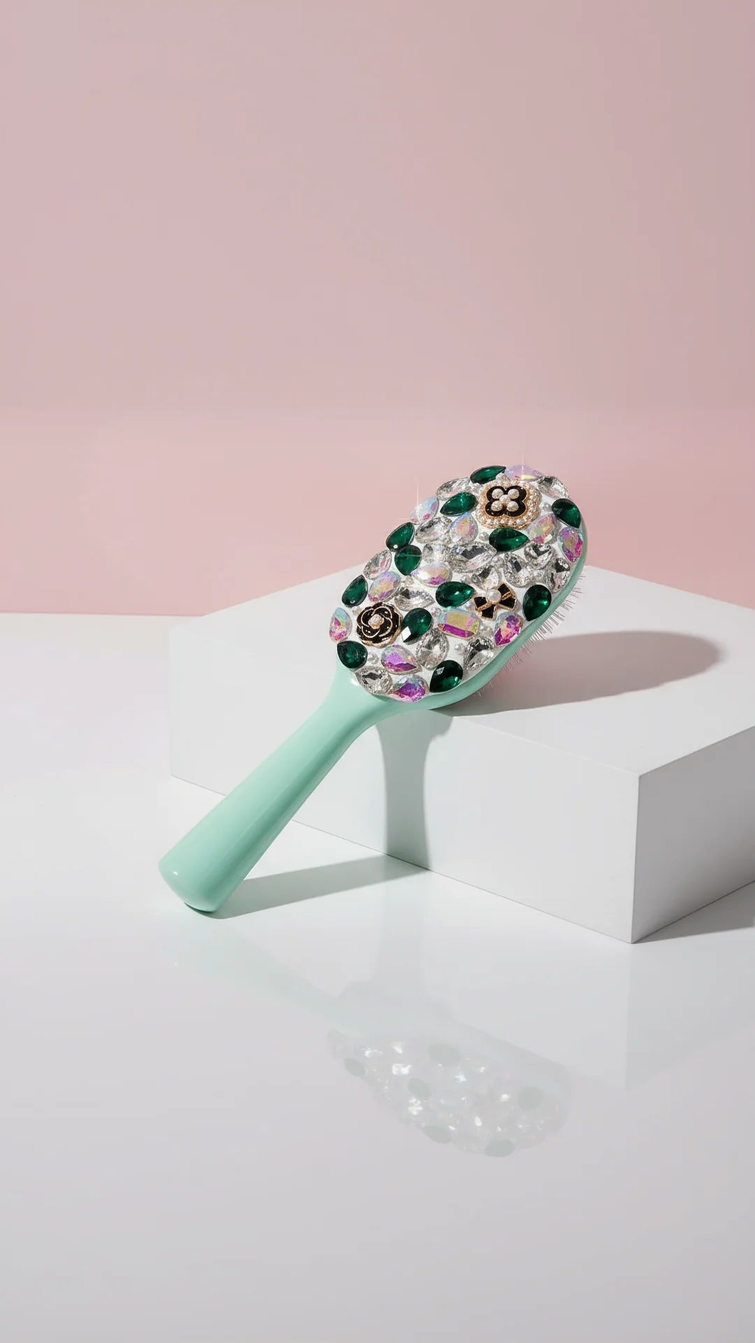 Jeweled Crystal Paddle Hair Brush Massage Comb