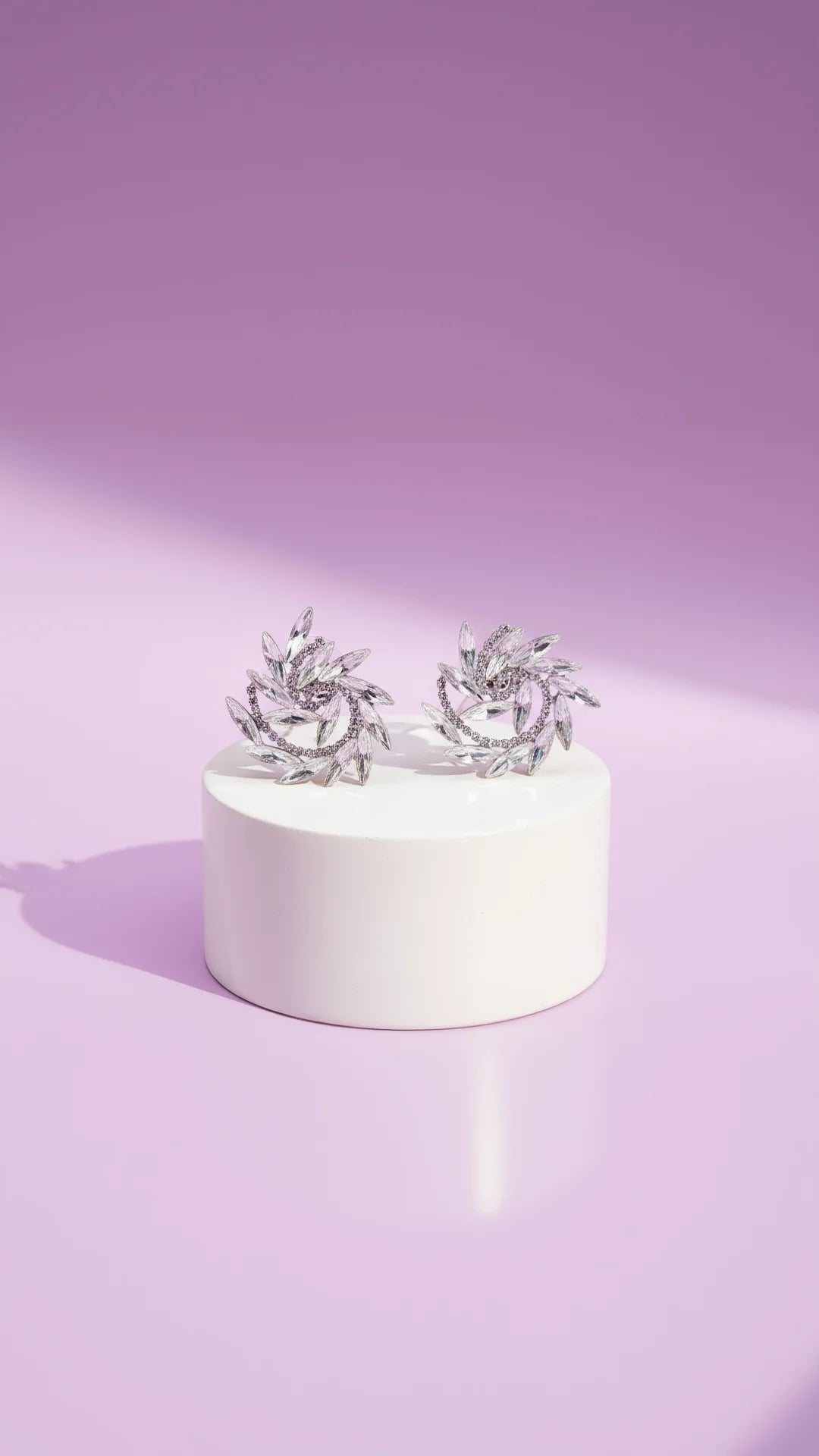 Curved Swirl Crystal Stud Earrings