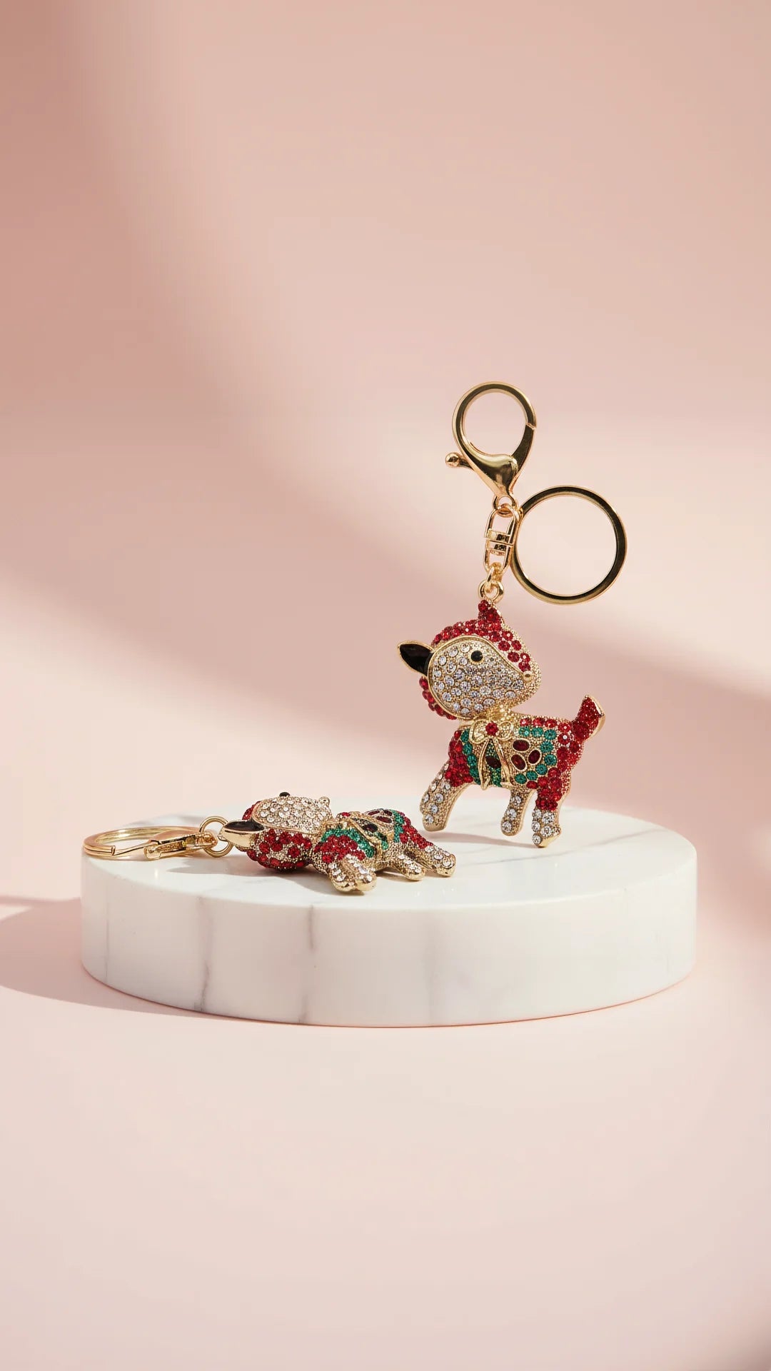 Festive Reindeer Crystal Key Ring & Bag Charm
