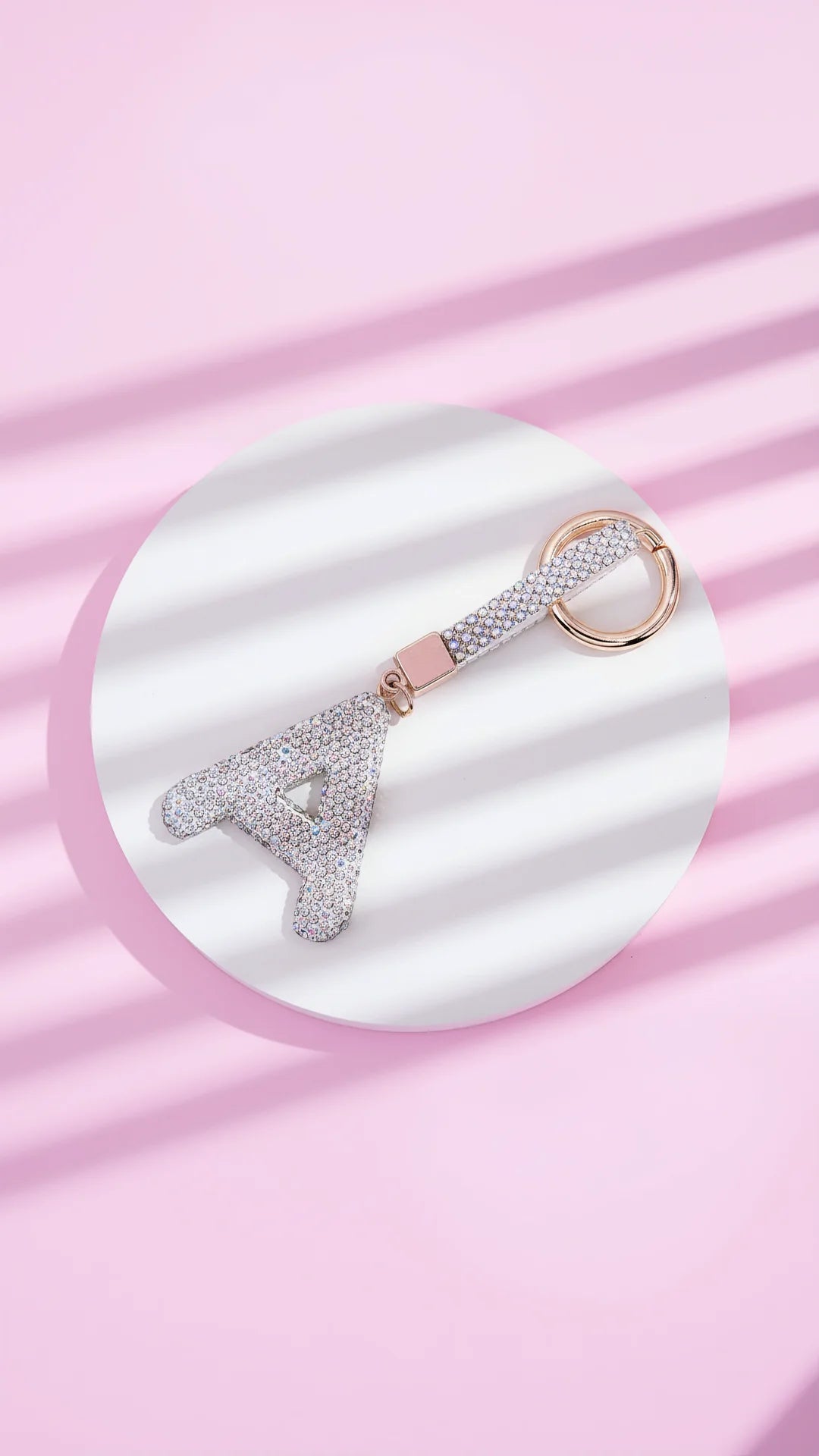 Initial Letter Silver Crystal Glam Key Ring