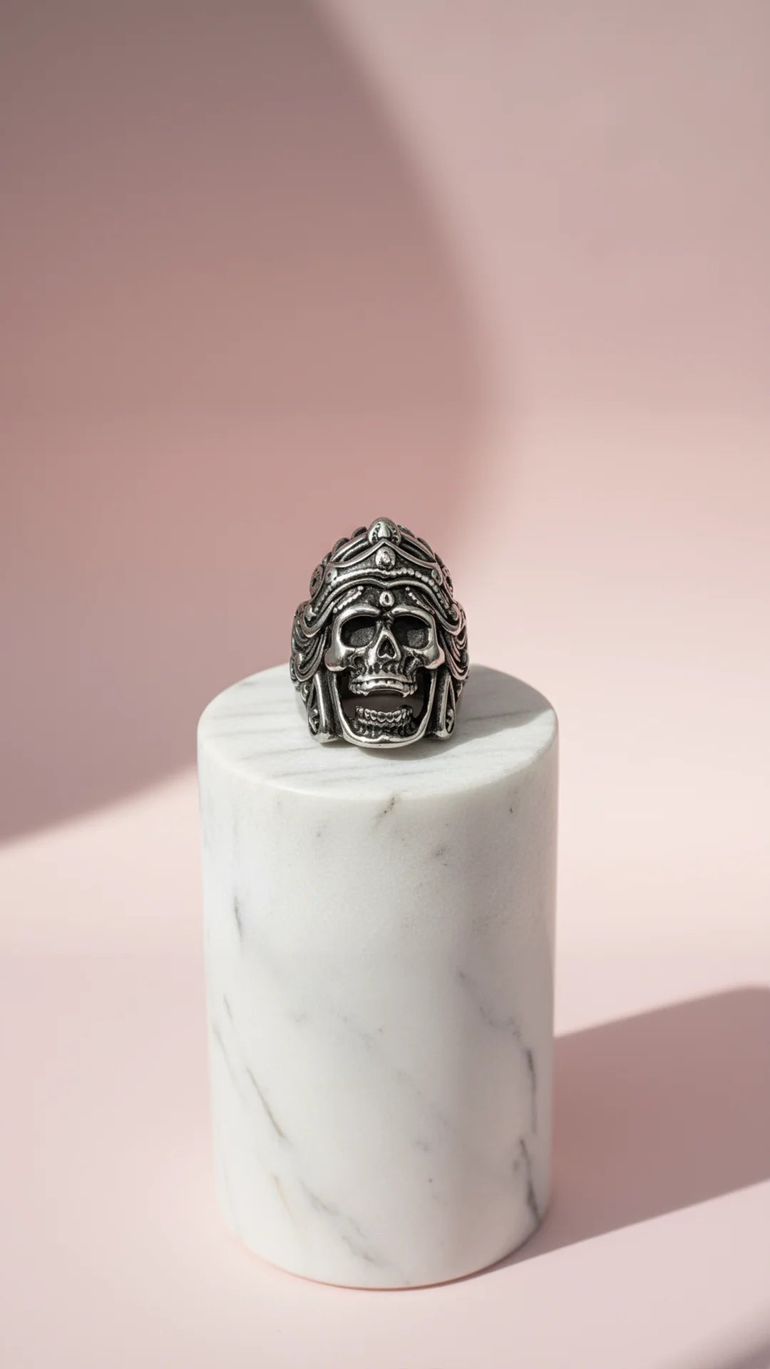 Indian Headpiece Stainless Steel Skull Men's Biker Ring