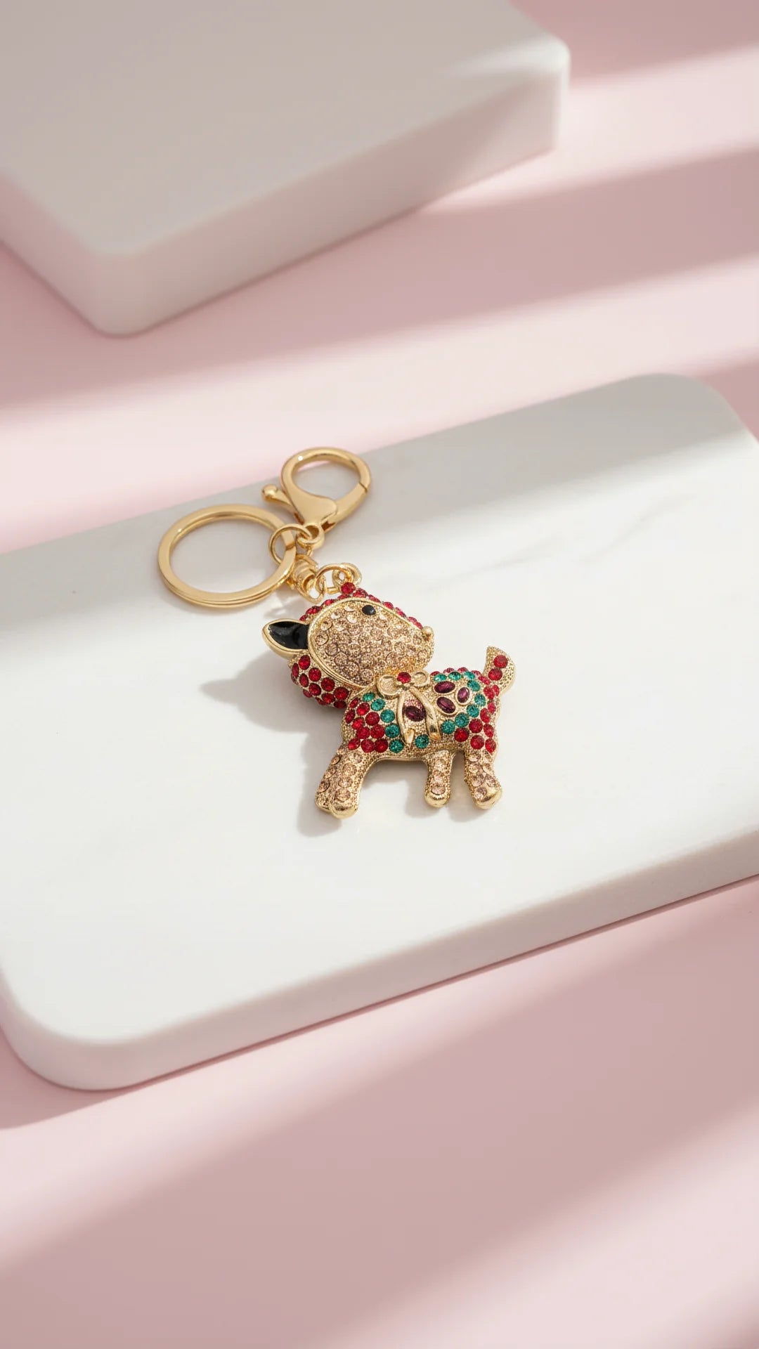 Festive Reindeer Crystal Key Ring & Bag Charm