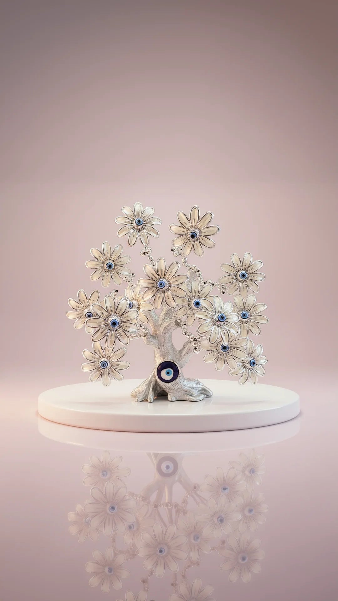 Silver Flower Evil Eye Tree Gift Boxed