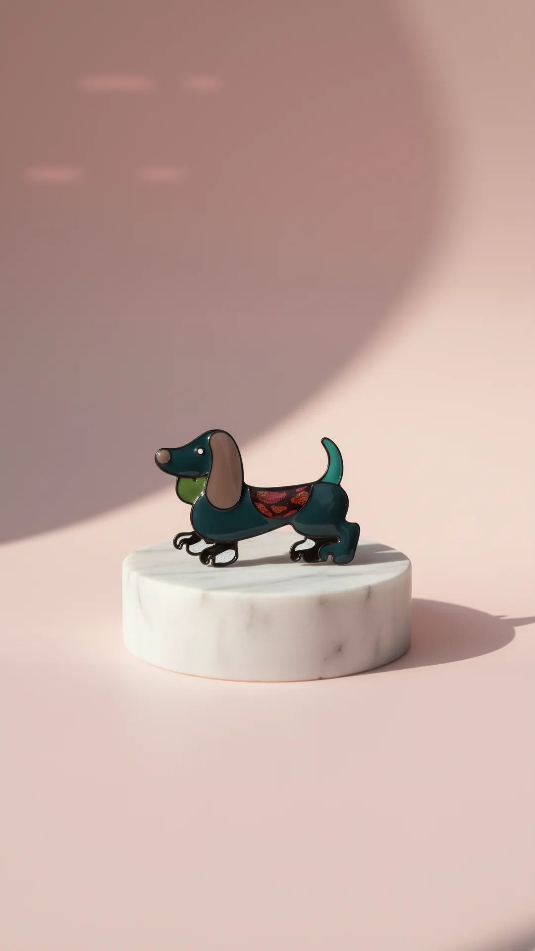 Acrylic Glossy Dachshund Sausage Dog Magnetic Brooch