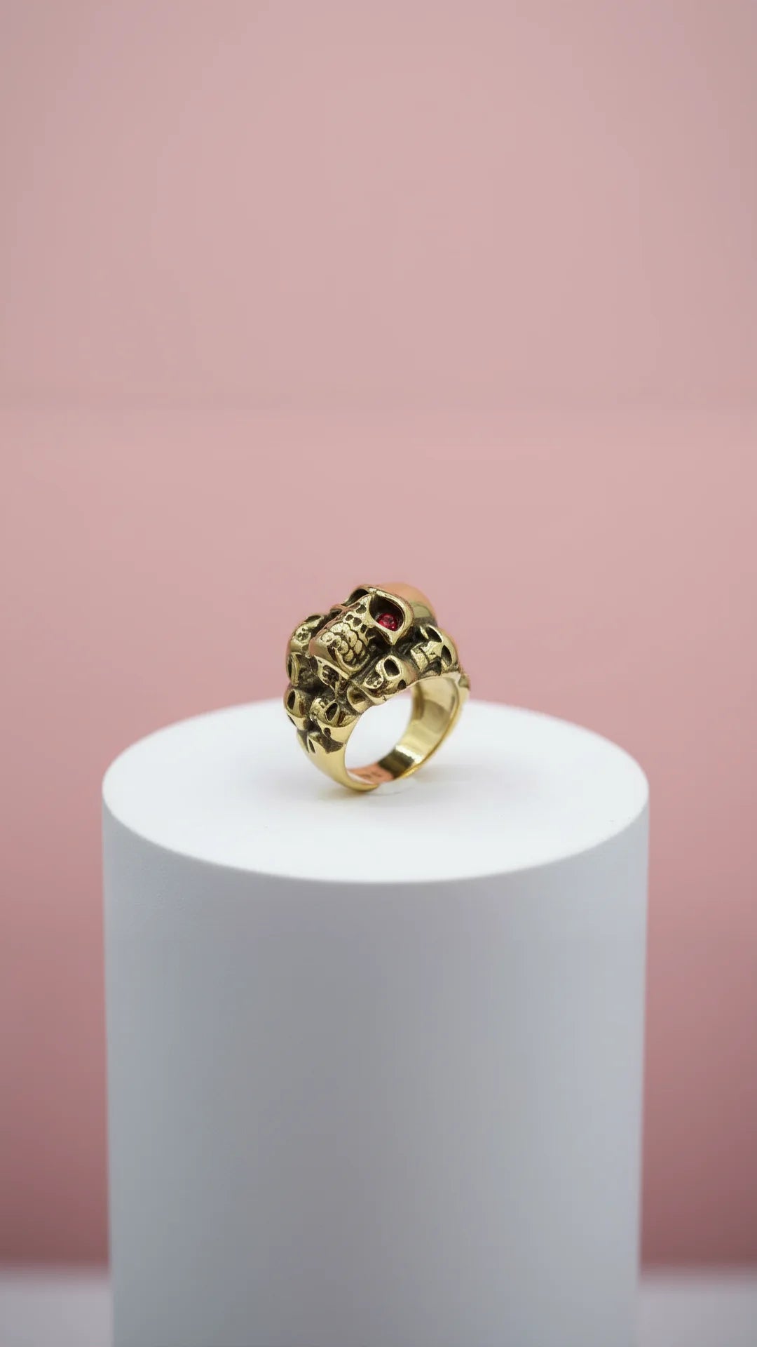 Stainless Steel Skulls Men's Biker Ring