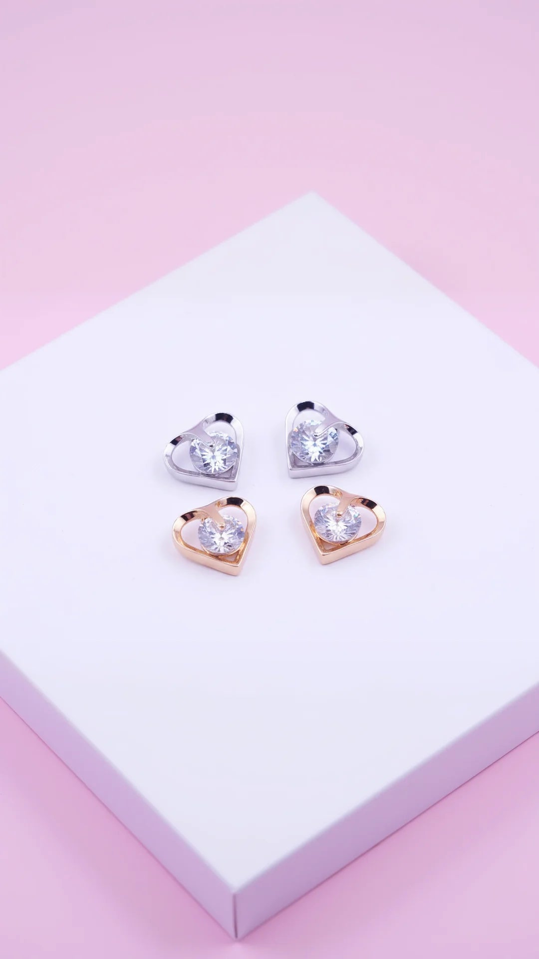 Sweet Heart Crystal Stud Earrings