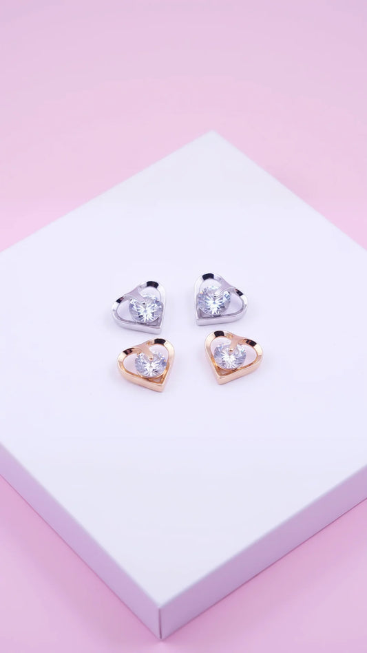 Sweet Heart Crystal Stud Earrings