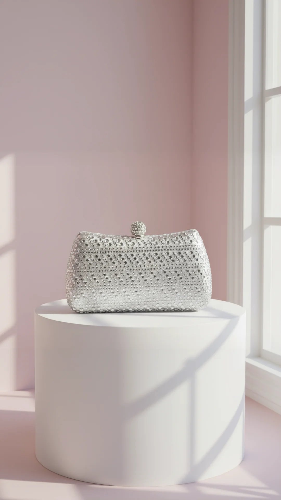 Crystal Clasp Studded Clutch Bag
