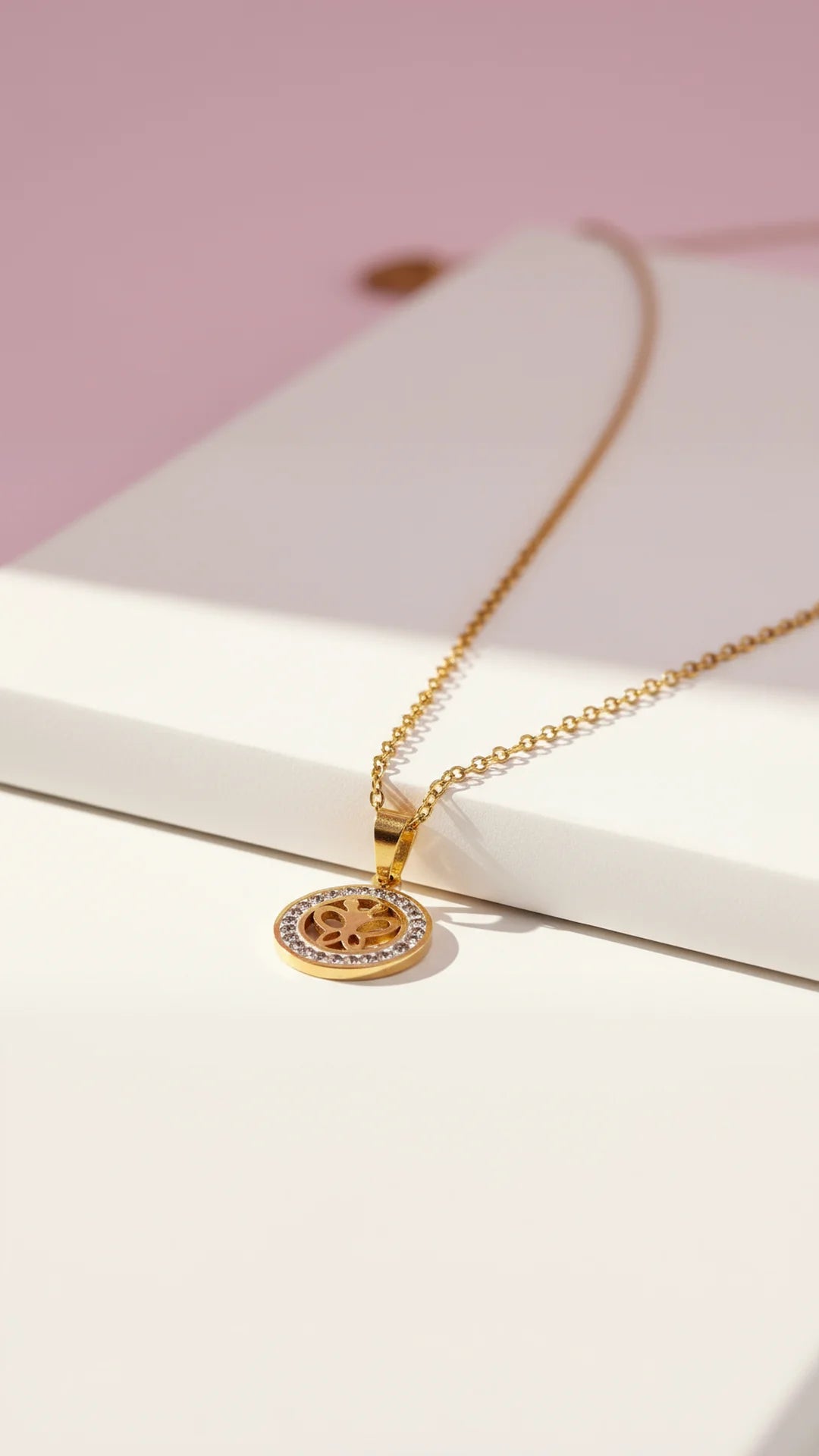 Pavé Crystal Butterfly Pendant Necklace