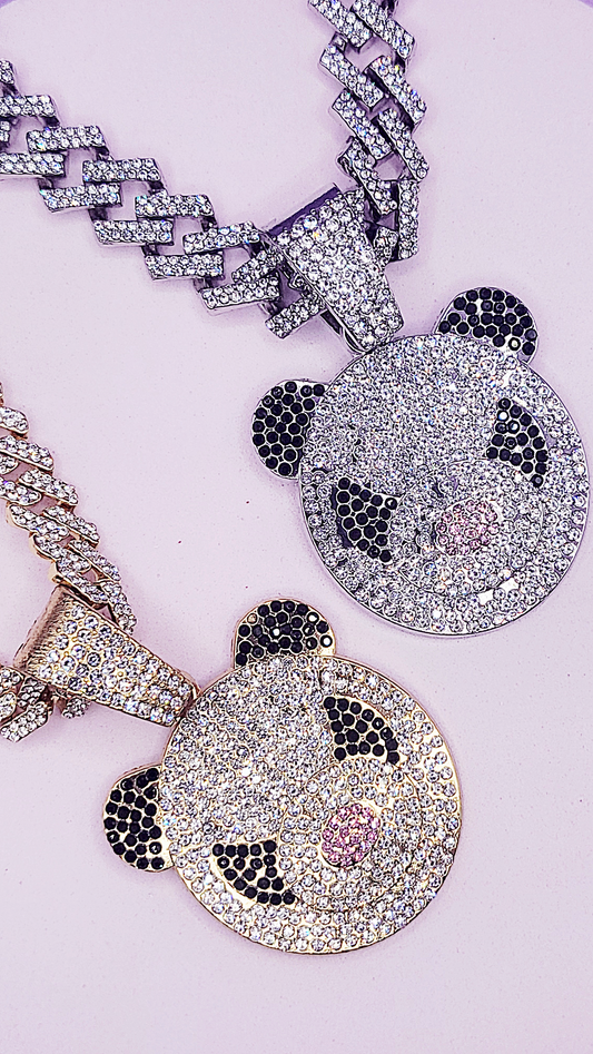 Iced Out Crystal Bling Panda Pendant Chain