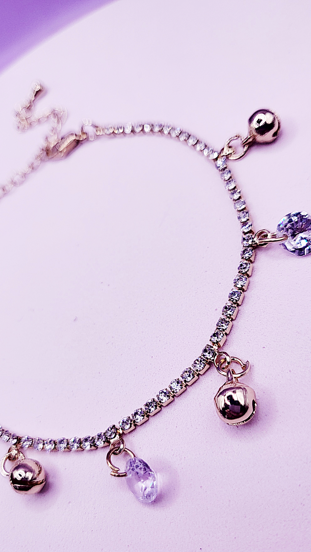 Crystal Bell Charm Tennis Anklet