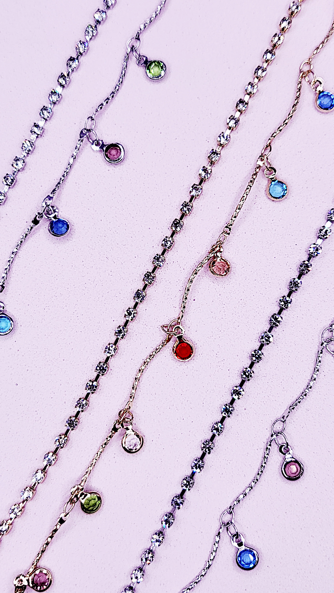 Rainbow Crystal Charm Tennis Anklet