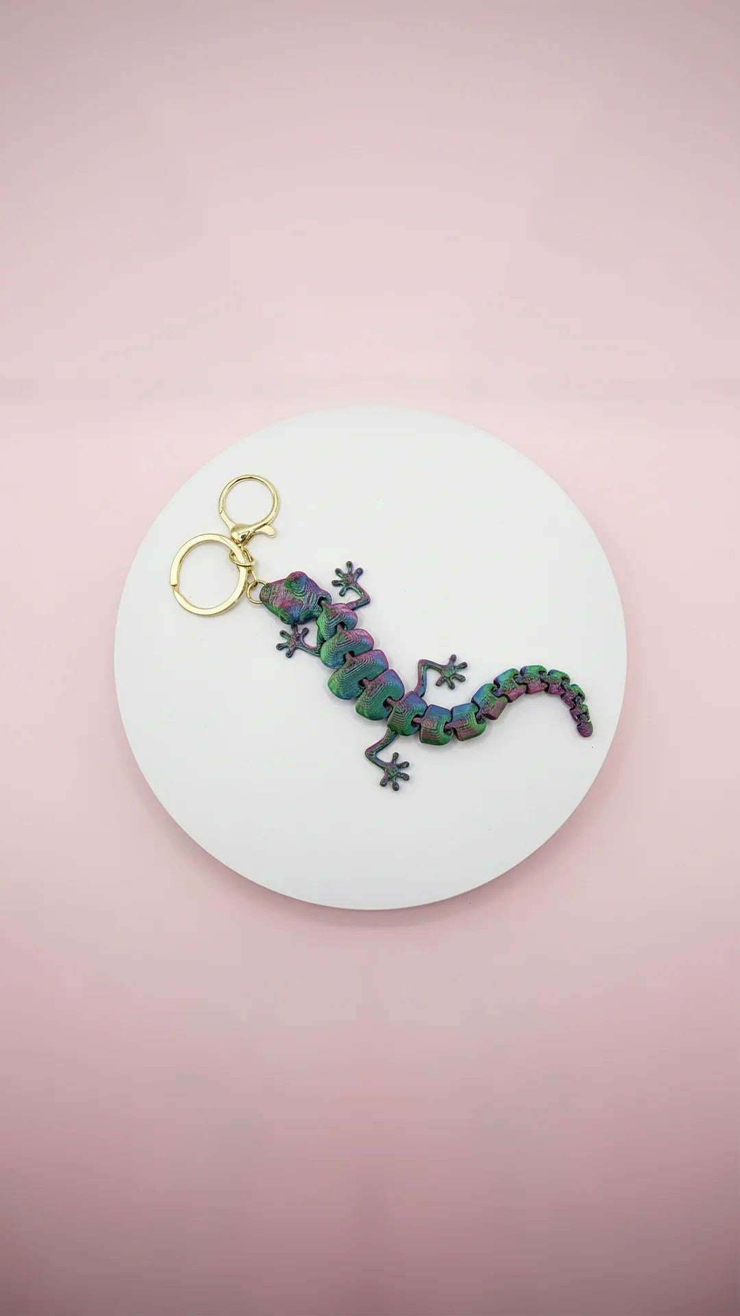 3D Printed Articulated Fantasy Gecko : Bioplastic Fidget Key Ring