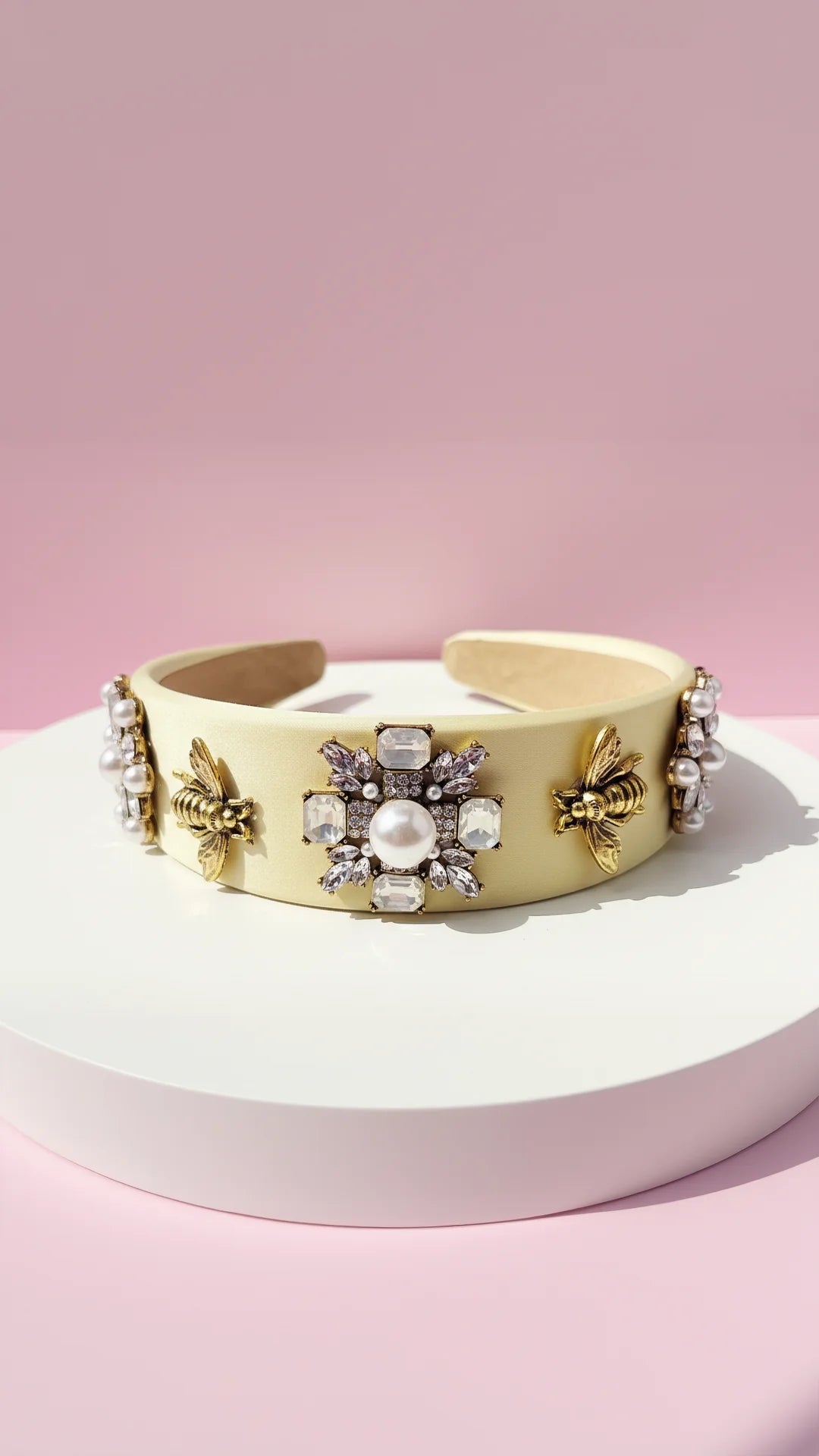 Gold Bee & Flowers Crystal Hair band