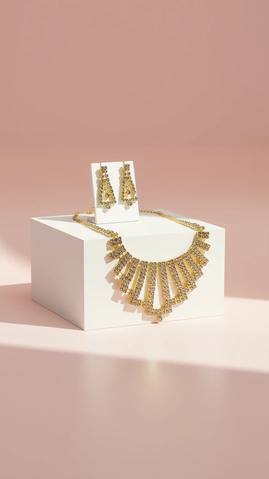 Crystal Collar Necklace & Earrings Set
