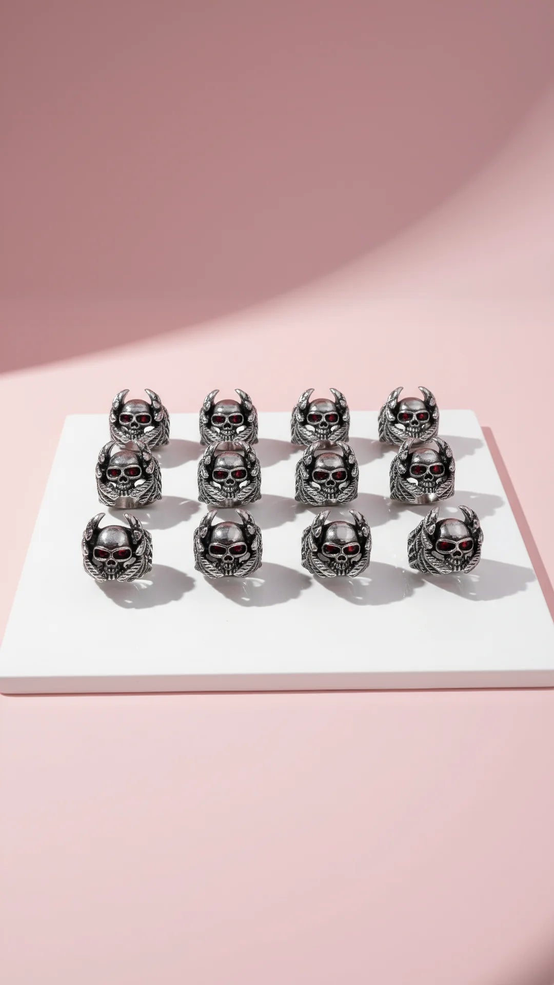 Stainless Steel Skull Wings Men's Biker Ring