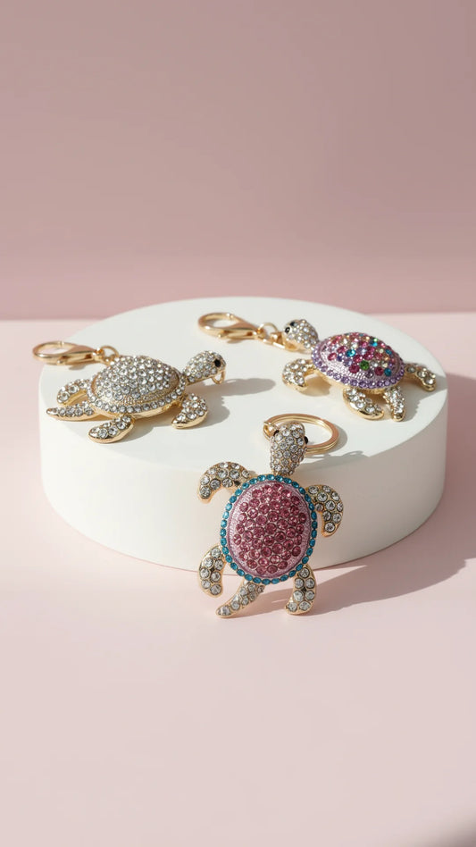 Tortoise Crystal Key Ring & Bag Charm