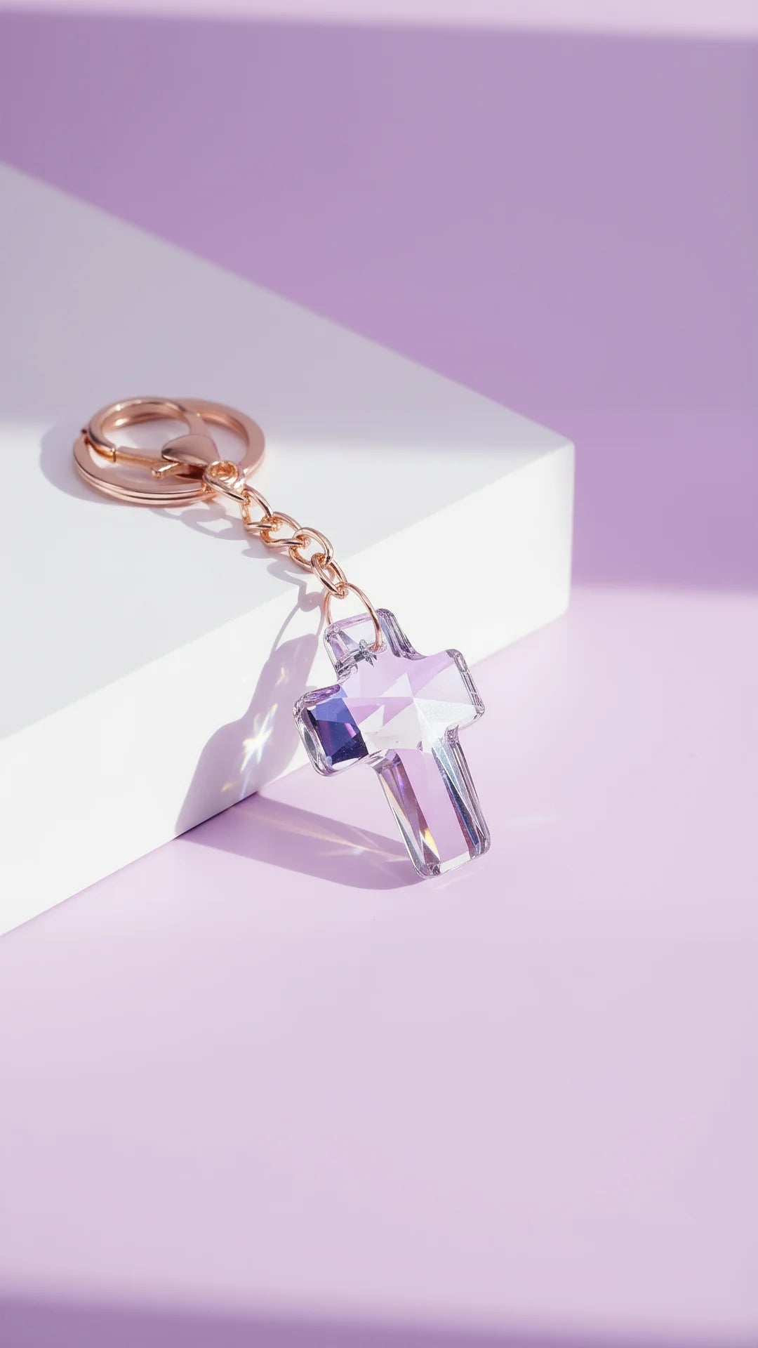 Iridescent Crystal Cross Key Ring & Bag Charm
