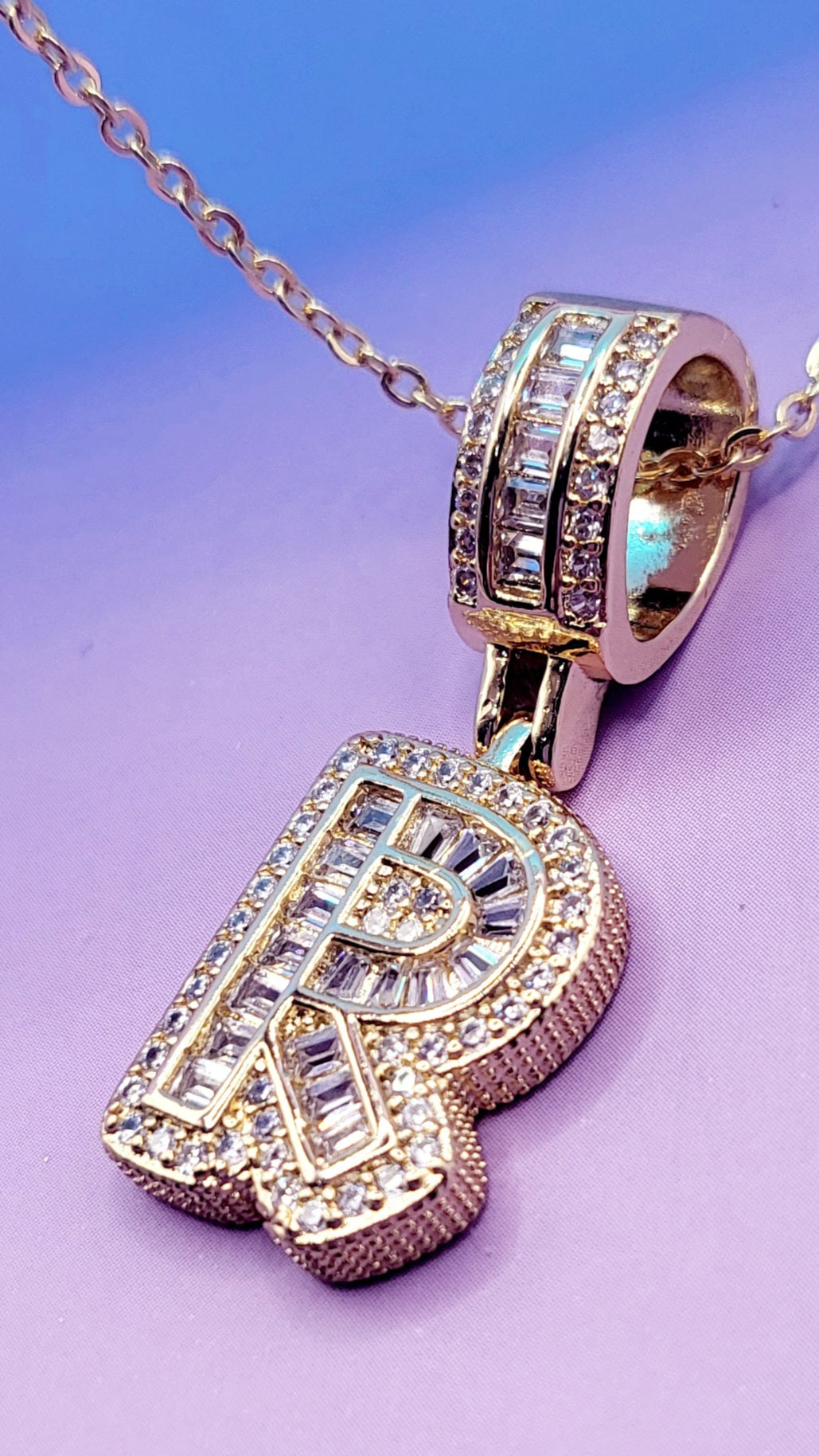 Crystal Initial Necklace Letter R