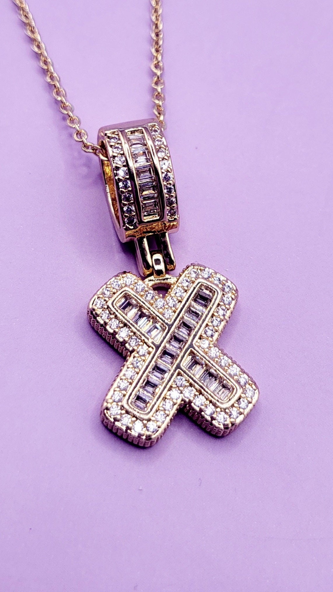 Crystal Initial Necklace Letter X