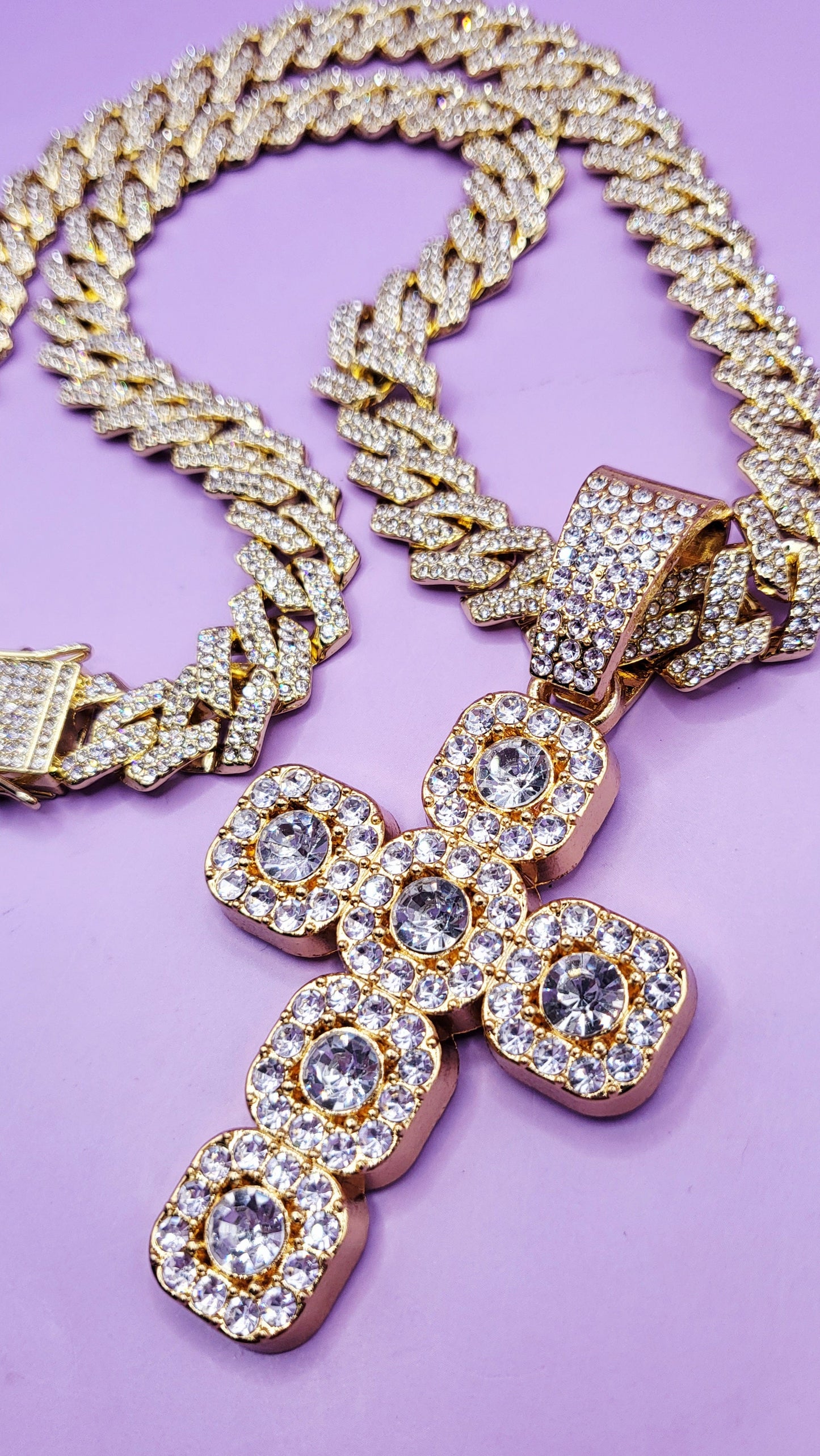 Iced Out Hip Hop Stainless Steel Cross Necklace