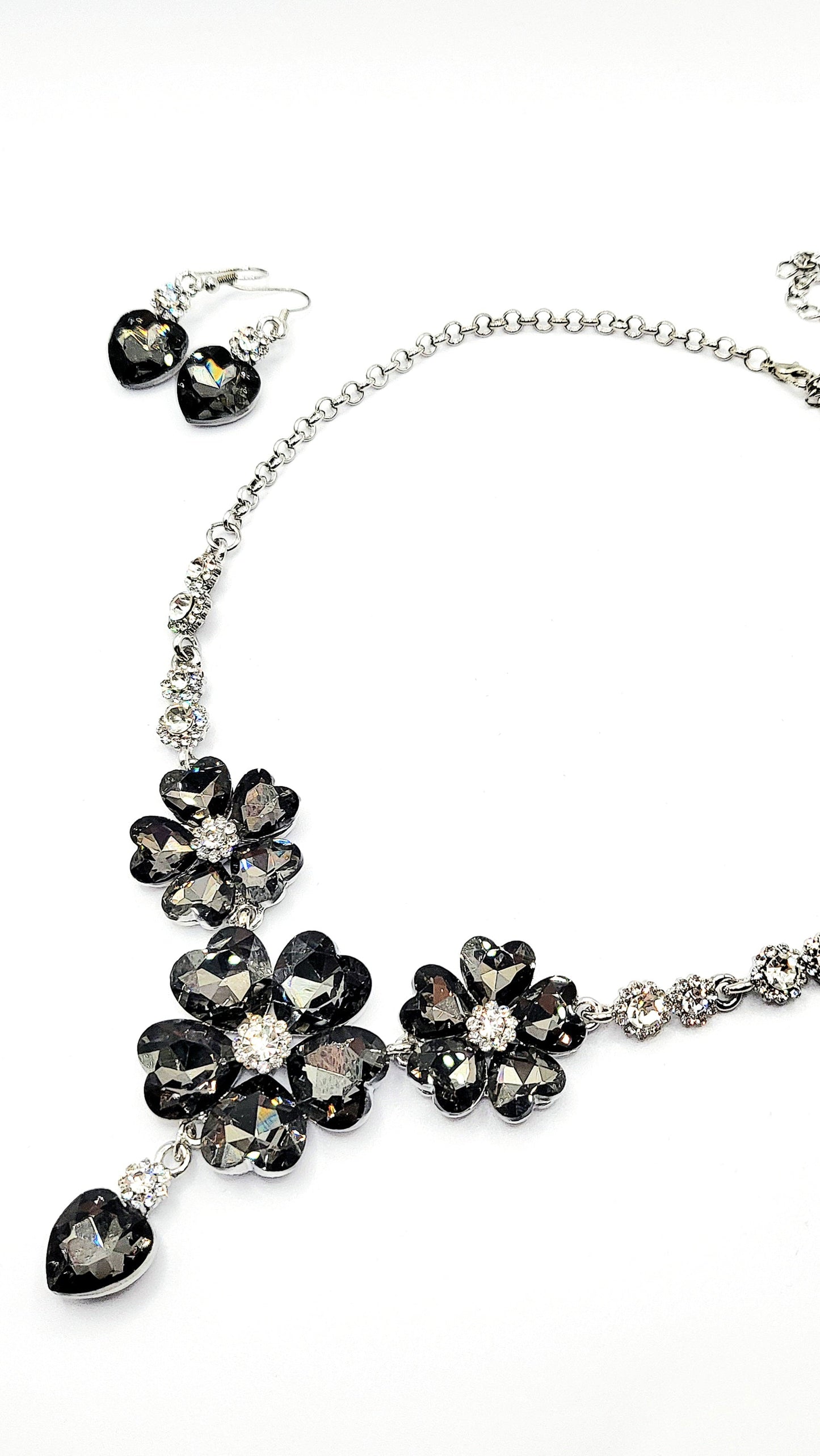 Flower Cluster Crystal Necklace Set