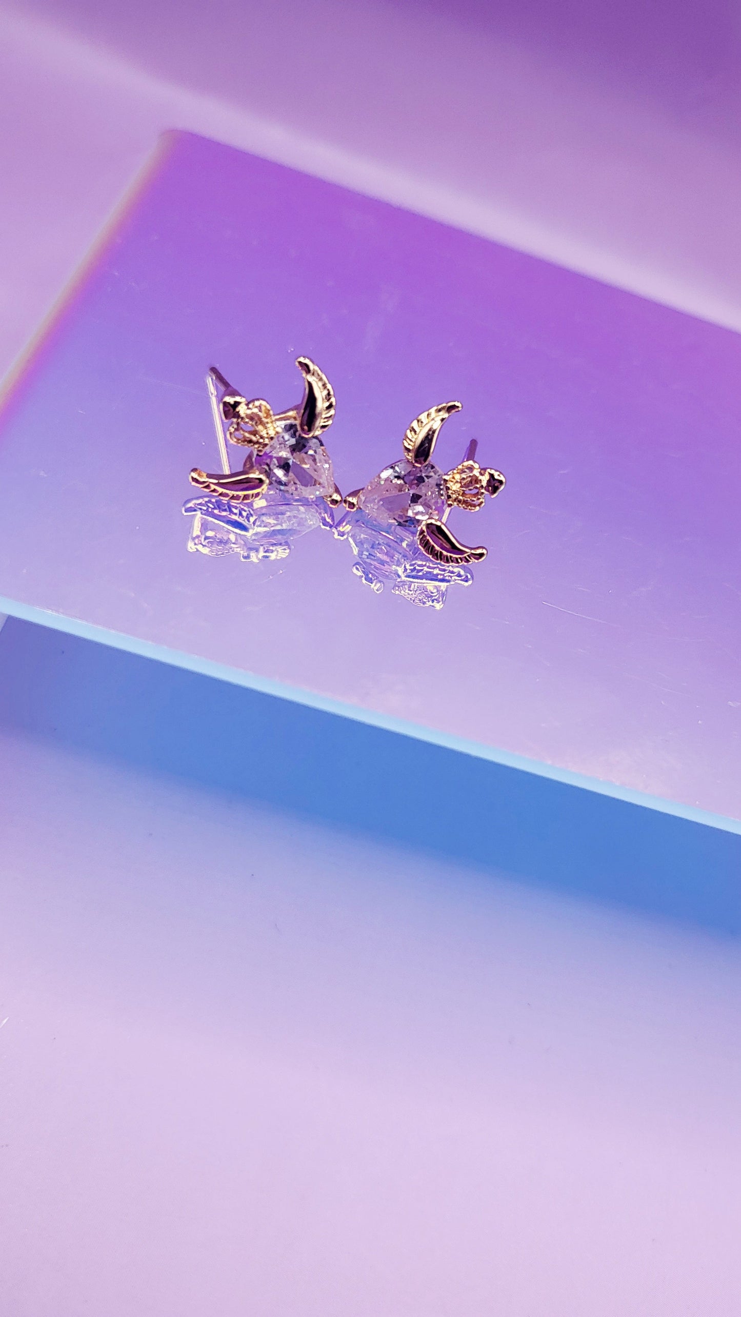Angel Wing Crystal Stud Earrings