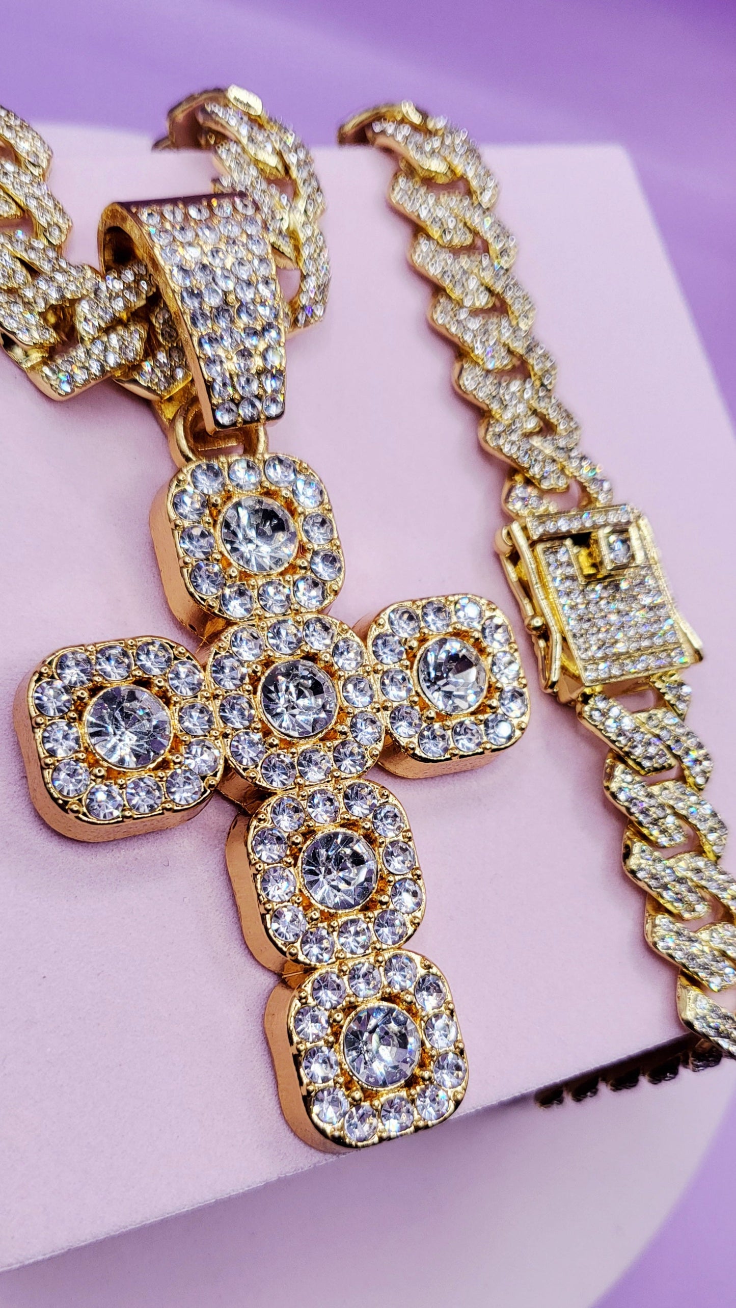 Iced Out Hip Hop Stainless Steel Cross Necklace