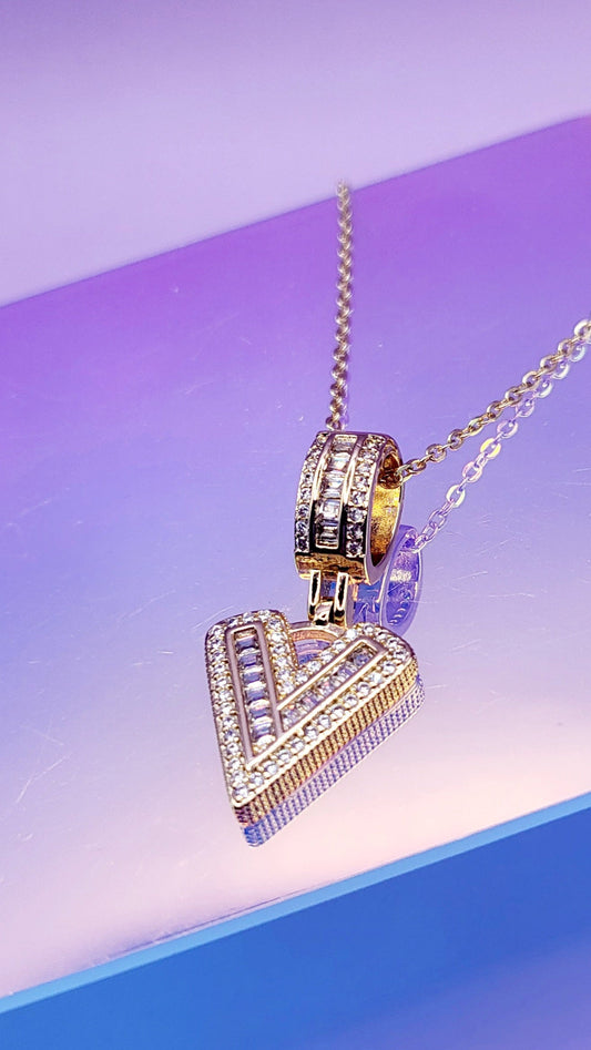 Crystal Initial Necklace Letter V