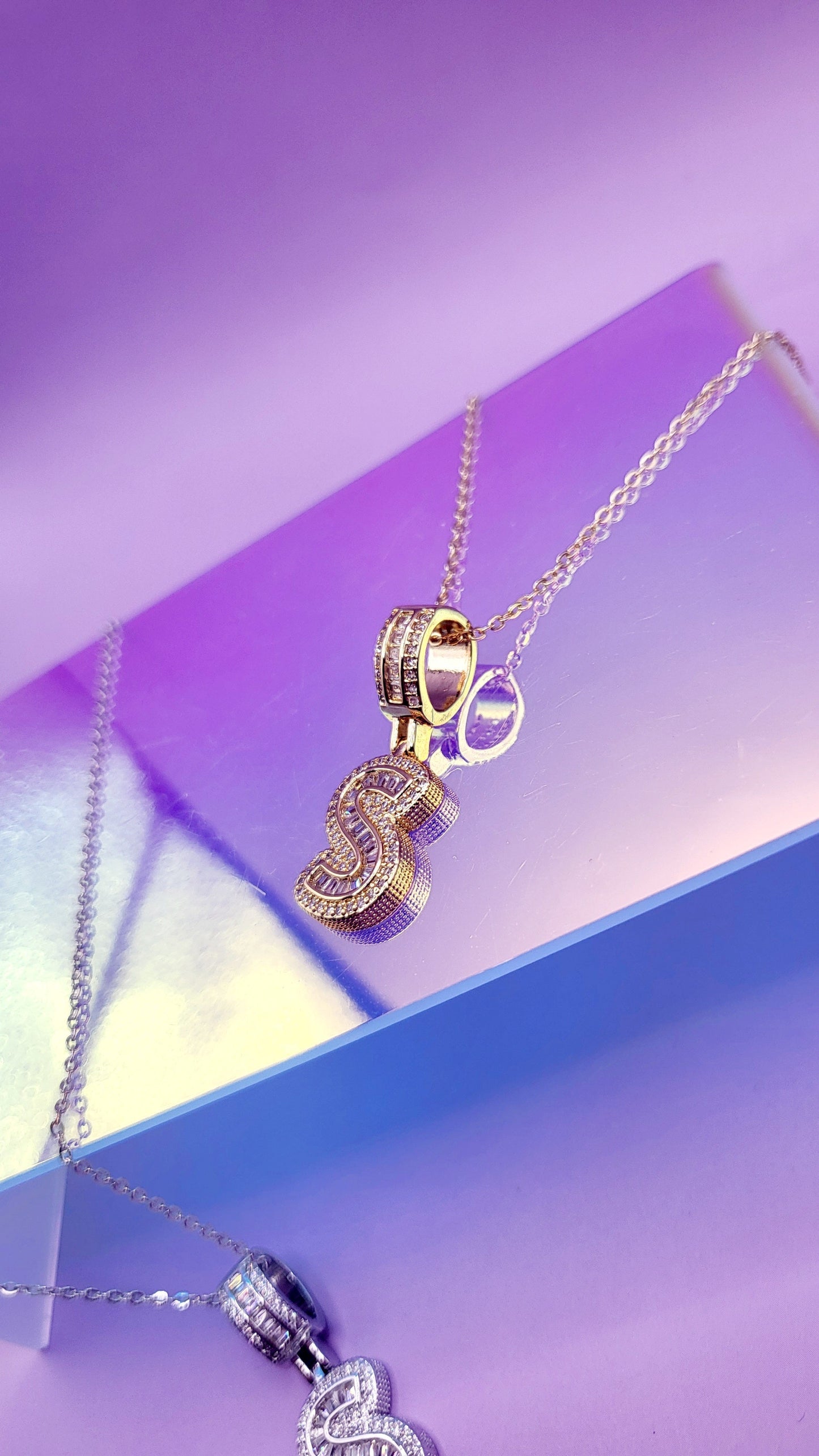 Crystal Initial Necklace Letter S