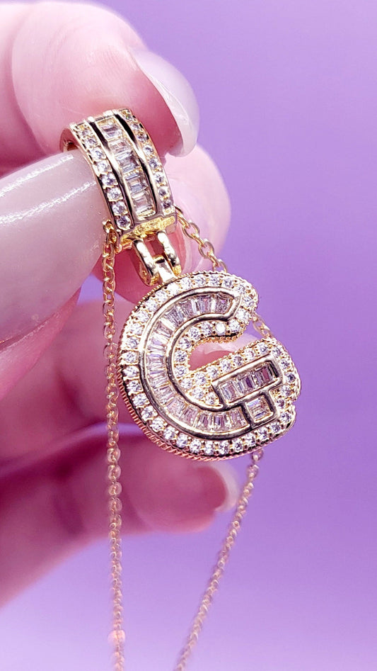 Crystal Initial Necklace Letter G