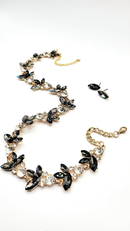 Cluster Crystal Necklace Set