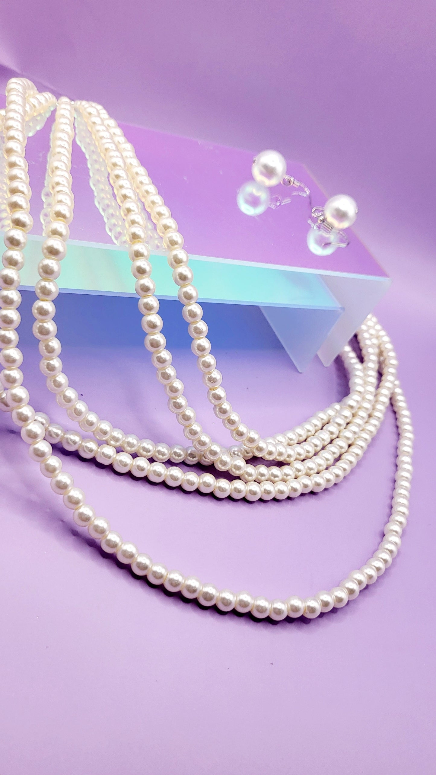 Aura Pearl Multi Layer Necklace & Earrings
