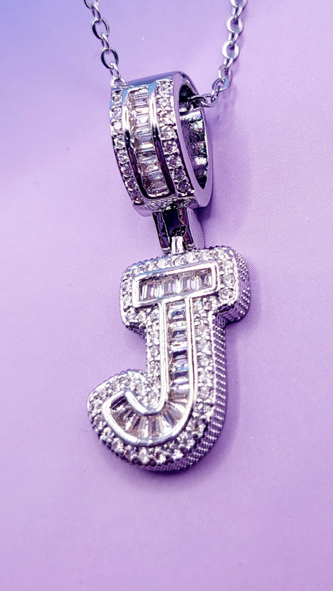 Crystal Initial Necklace Letter J