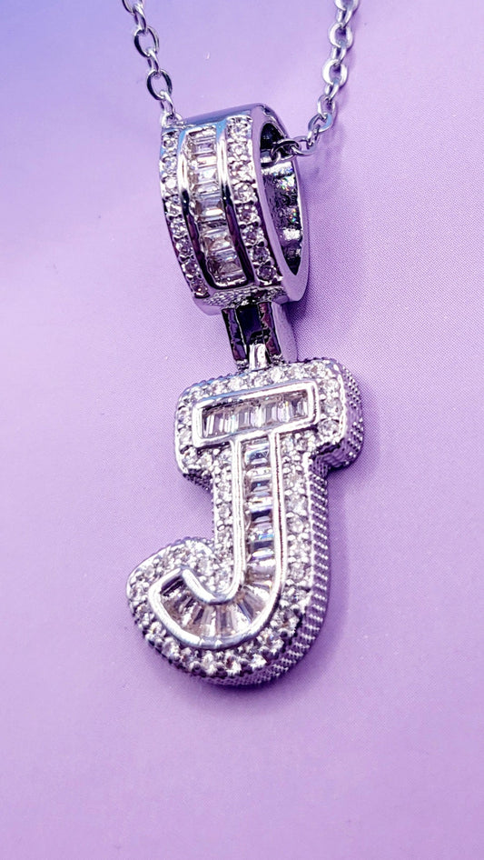 Crystal Initial Necklace Letter J