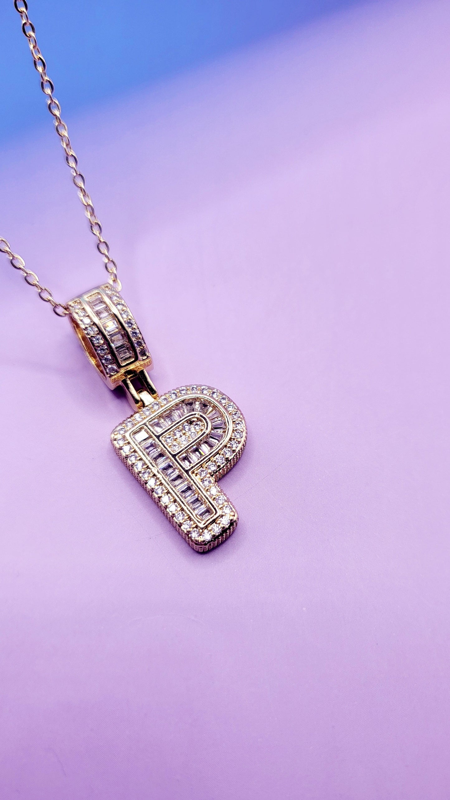 Crystal Initial Necklace Letter P