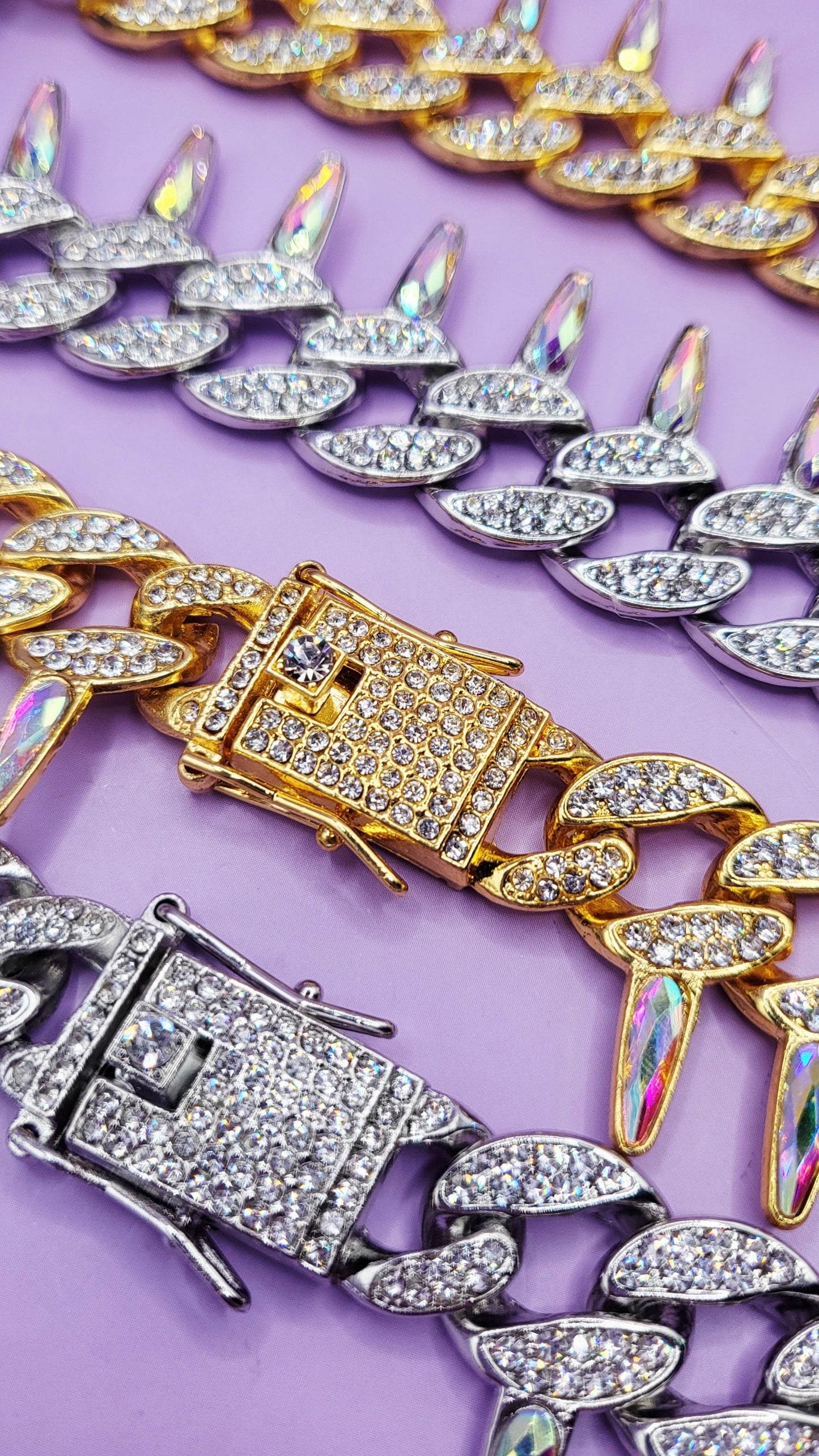 Iced Out Crystal Bling Spike Chain